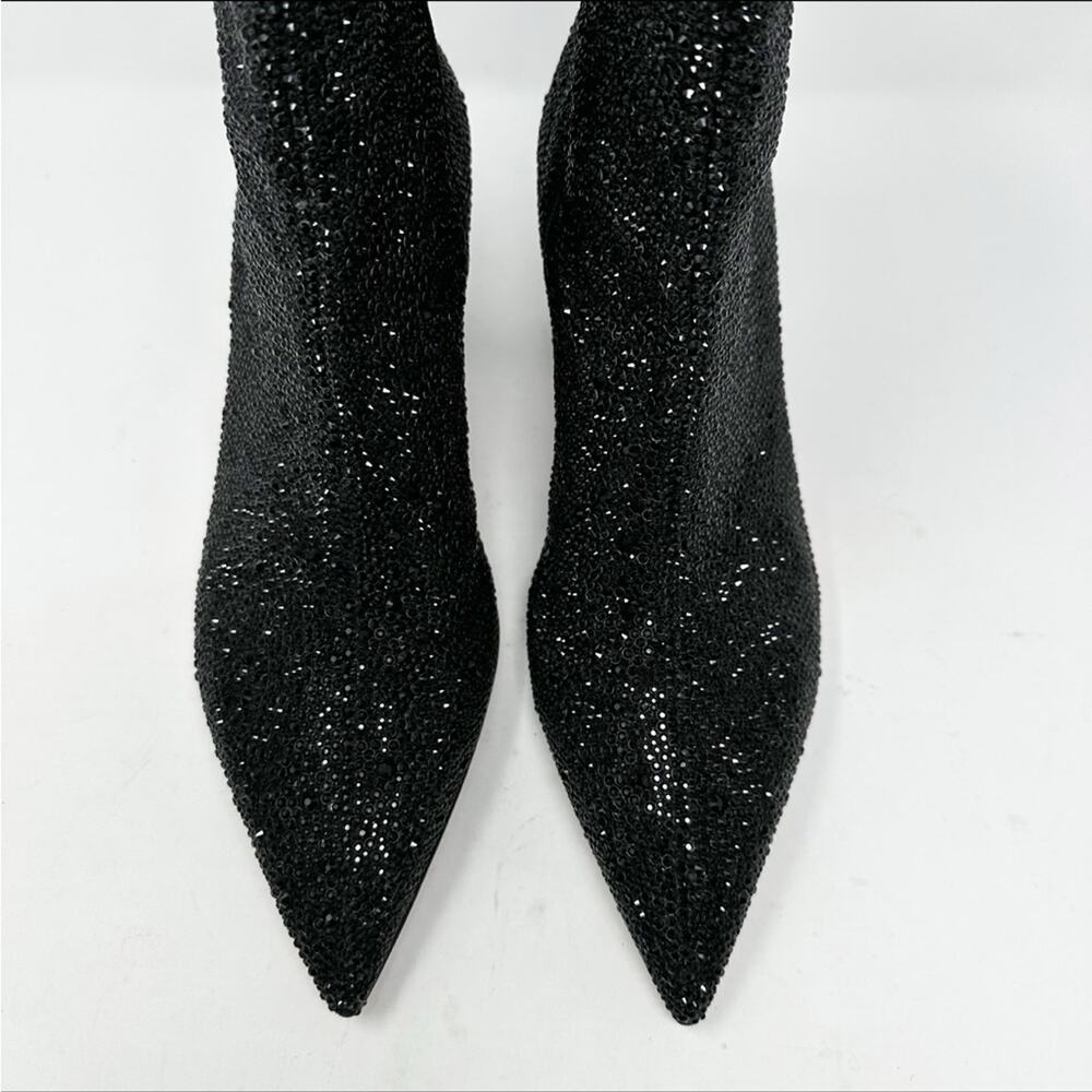 Christian Louboutin Aiglissima Strass Ankle Boots Black Block Heel Womens 10.5 - Picture 2 of 13